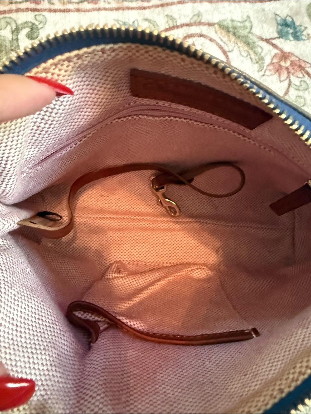 Dooney & Bourke Blue Crossbody with Brown Leather Trim - Picture 4 of 10